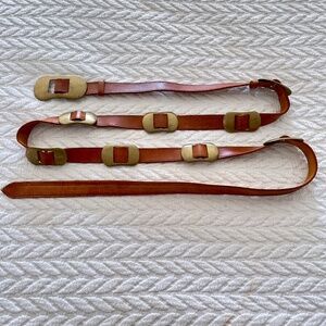 1980s Double Wrap Leather and Brass Western Chic Belt